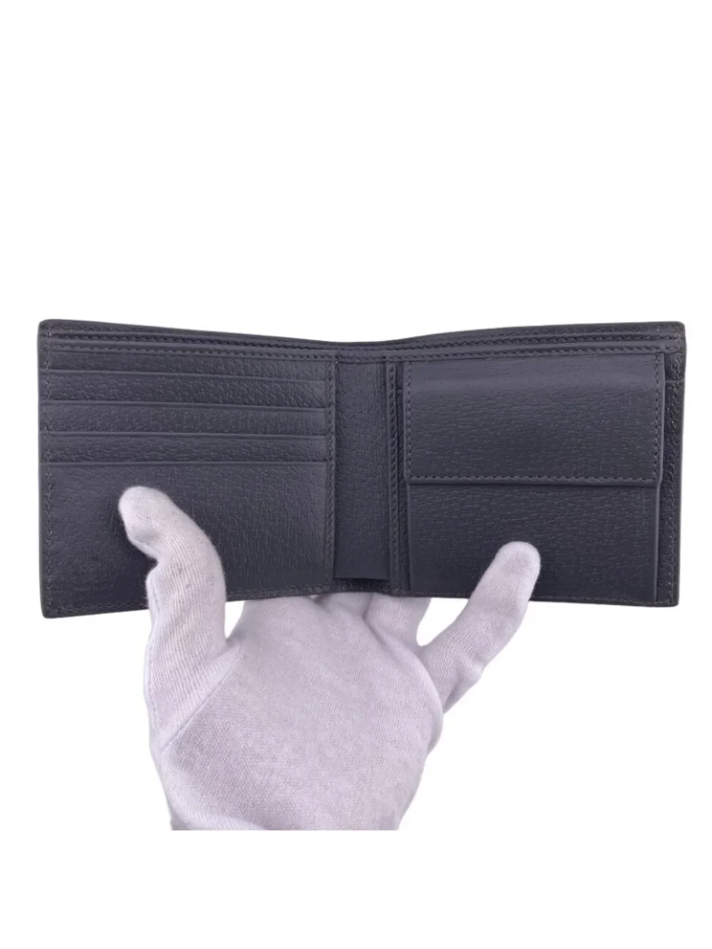 Gucci GG Coin Wallet Supreme Bifold Compact Gray Canvas